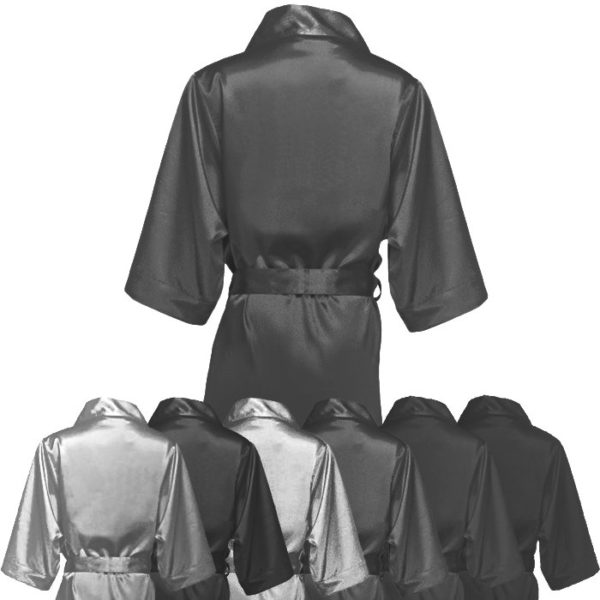 Атласный халат для фитнес-бикини без надписи (черный)